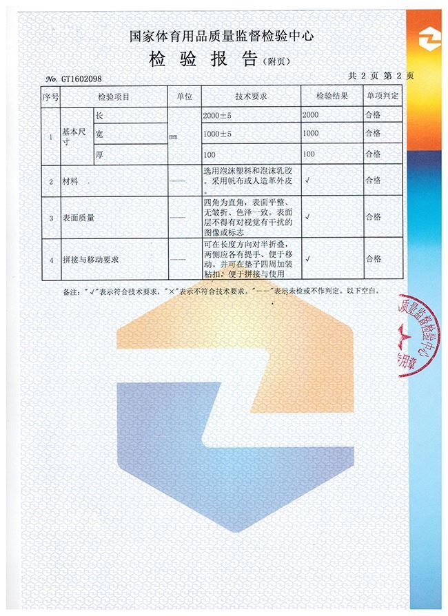 大體操墊檢驗報告